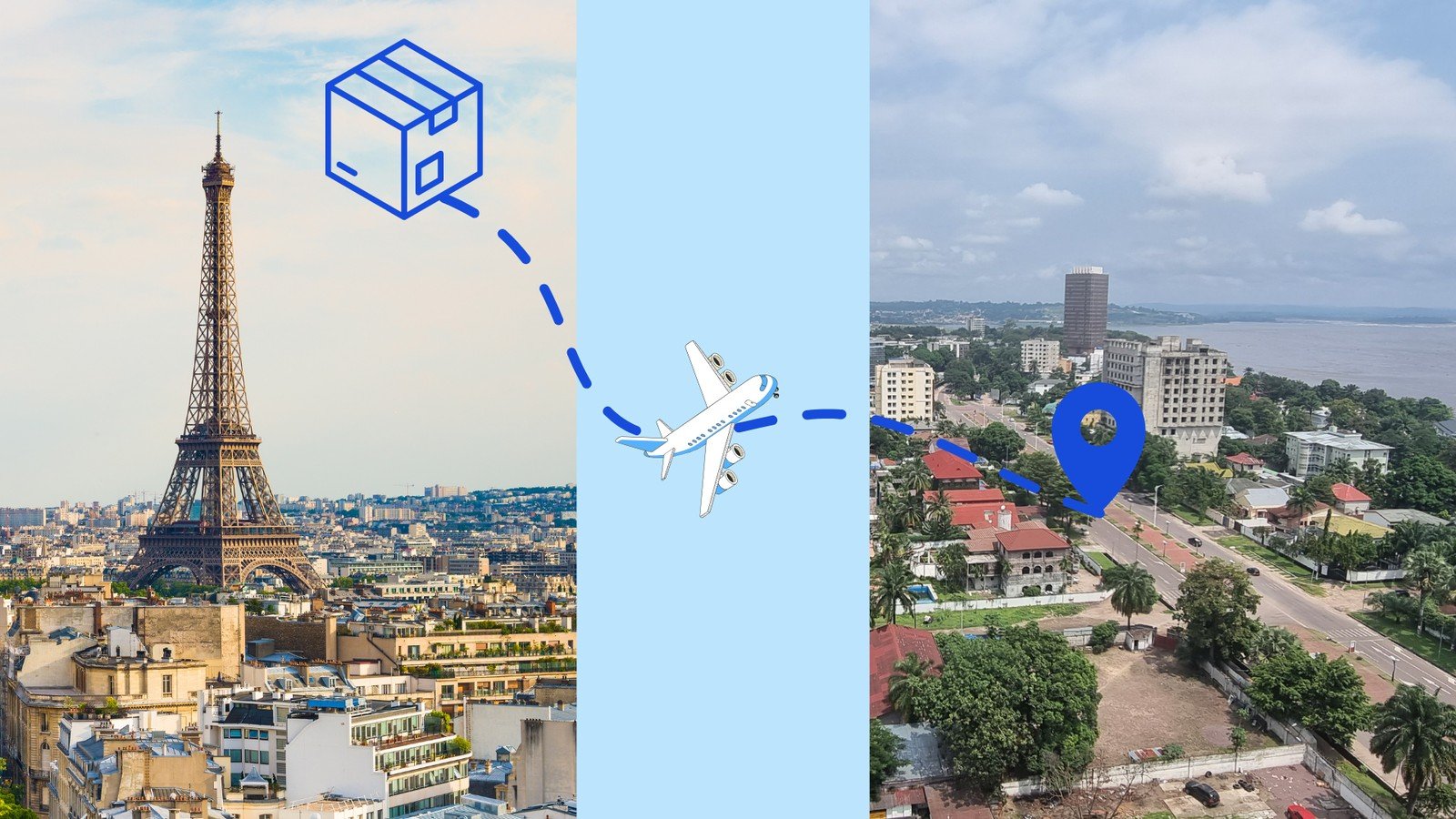 Trajet des colis KPL Express entre Paris et Kinshasa